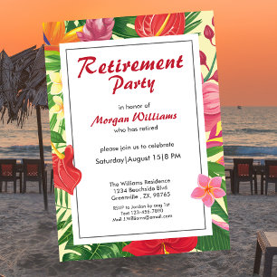 Colourful Tropical Hawaii Flower Retirement Party Invitation