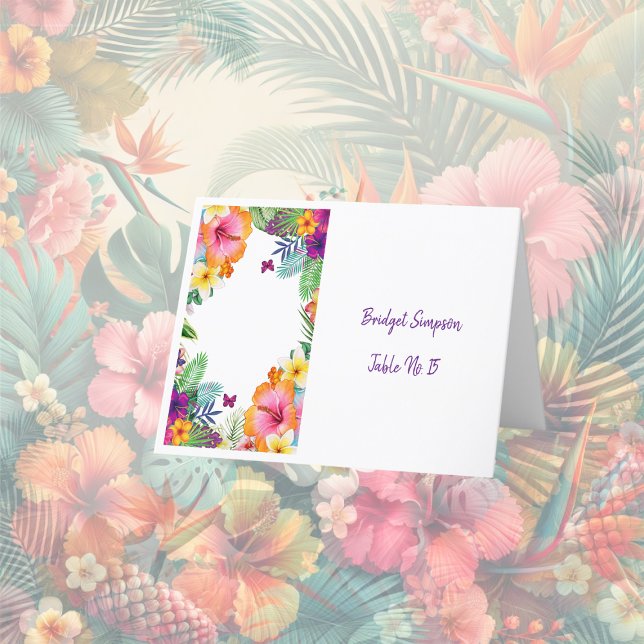Colourful tropical hawaiian Floral guest card (Creator Uploaded)