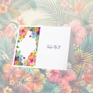 Colourful tropical hawaiian Floral table card