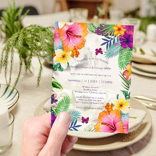 Colourful tropical hawaiian Floral Wedding  Acrylic Invitations
