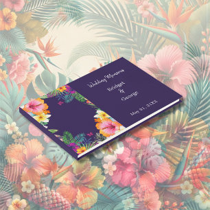 Colourful tropical hawaiian Floral Wedding  Guest Book