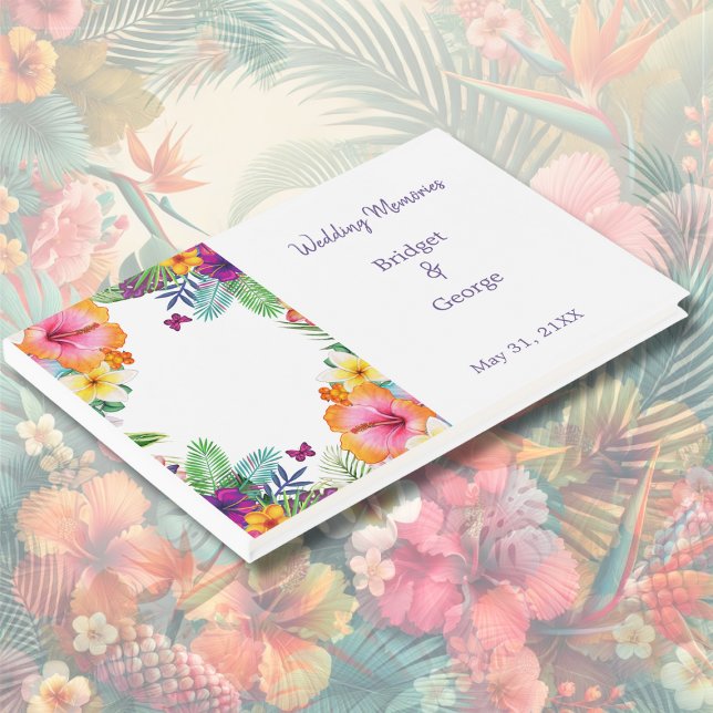 Colourful tropical hawaiian Floral Wedding  Guest Book (Creator Uploaded)