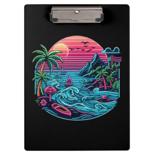 Colourful. Tropical/Hawaiian neon Clipboard