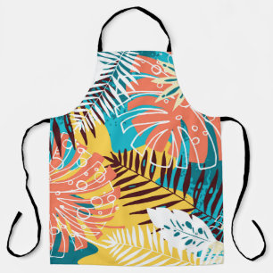 Colourful tropical jungle leaves pattern. apron