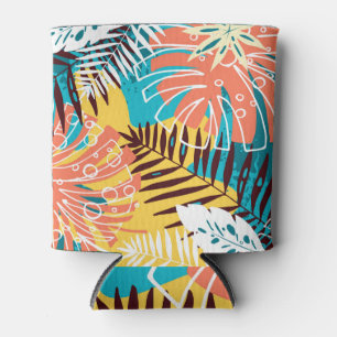 Colourful tropical jungle leaves pattern. can cooler