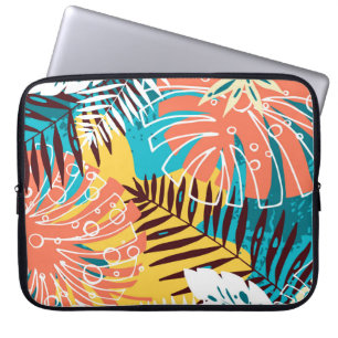 Colourful tropical jungle leaves pattern. laptop sleeve