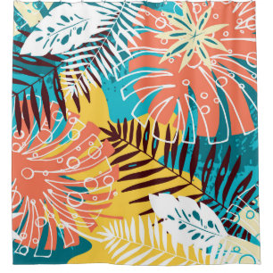 Colourful tropical jungle leaves pattern. shower curtain