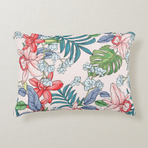 Colourful Tropical Jungle Seamless Print Decorative Cushion