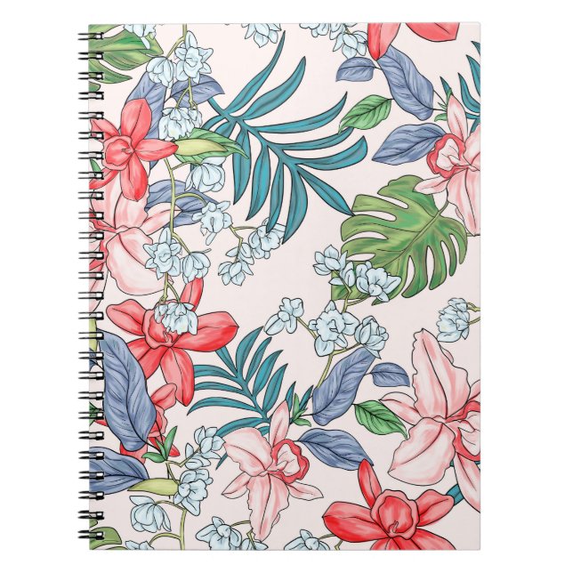 Colourful Tropical Jungle Seamless Print Notebook (Front)