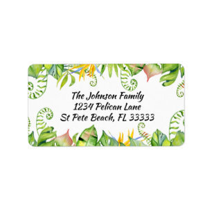 Colourful Tropical Leaves Address Label