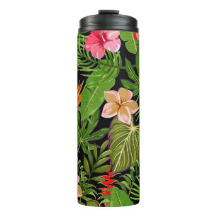 Colourful Tropical Leaves and Hibiscus Flowers   Thermal Tumbler