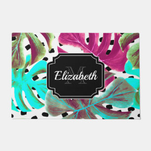 Colourful Tropical Leaves Doormat