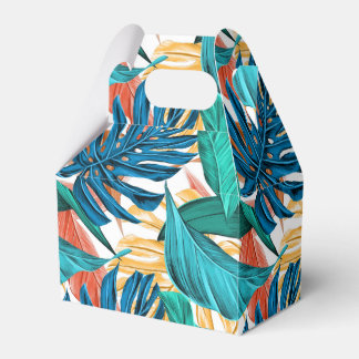 Colourful tropical leaves, exotic pattern design, favour box