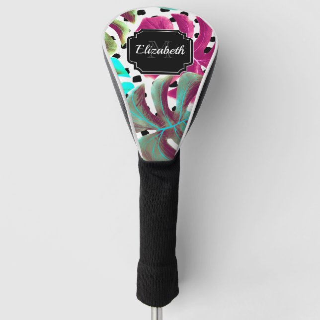 Colourful Tropical Leaves Golf Head Cover (Front)