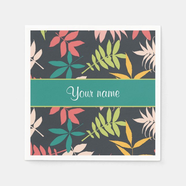 Colourful Tropical Leaves Napkin (Front)