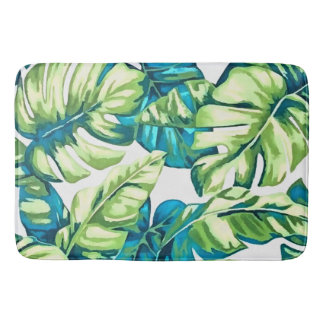 Colourful Tropical Leaves Of Banana and Monstera Bath Mat