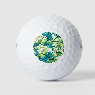 Colourful Tropical Leaves Of Banana and Monstera Golf Balls