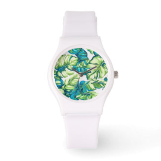 Colourful Tropical Leaves Of Banana and Monstera Watch