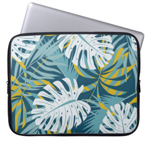 Colourful tropical leaves, original abstract patte laptop sleeve