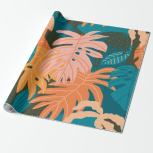 Colourful tropical leaves pattern wrapping paper