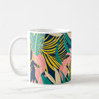 Colourful tropical leaves: summer pattern. coffee mug