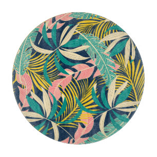 Colourful tropical leaves: summer pattern. cutting board