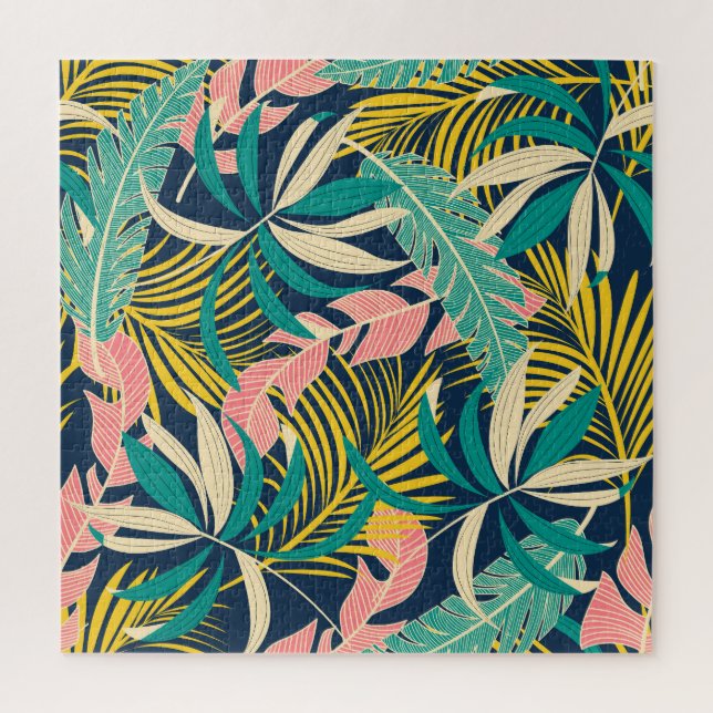 Colourful tropical leaves: summer pattern. jigsaw puzzle (Vertical)