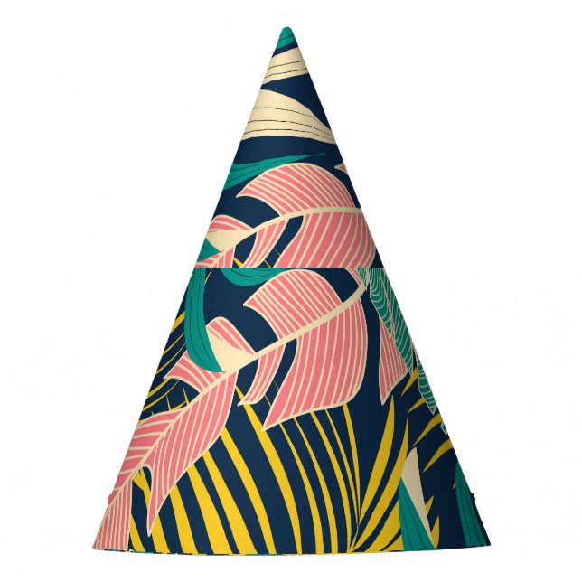 Colourful tropical leaves: summer pattern. party hat (Front)