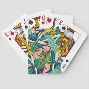 Colourful tropical leaves: summer pattern. playing cards