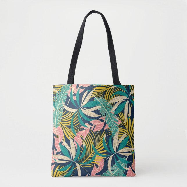 Colourful tropical leaves: summer pattern. tote bag (Front)