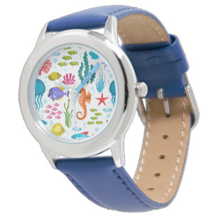 Colourful tropical life and animals pattern watch