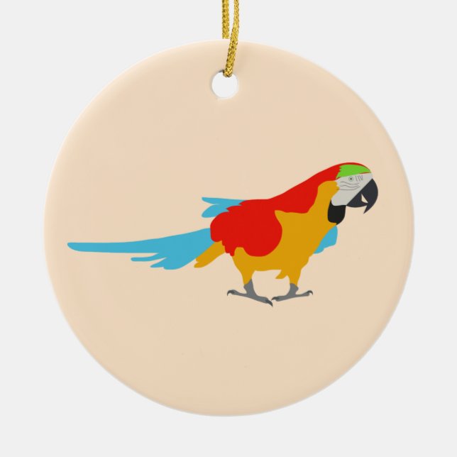 Colourful Tropical Macaw Ceramic Tree Decoration (Front)