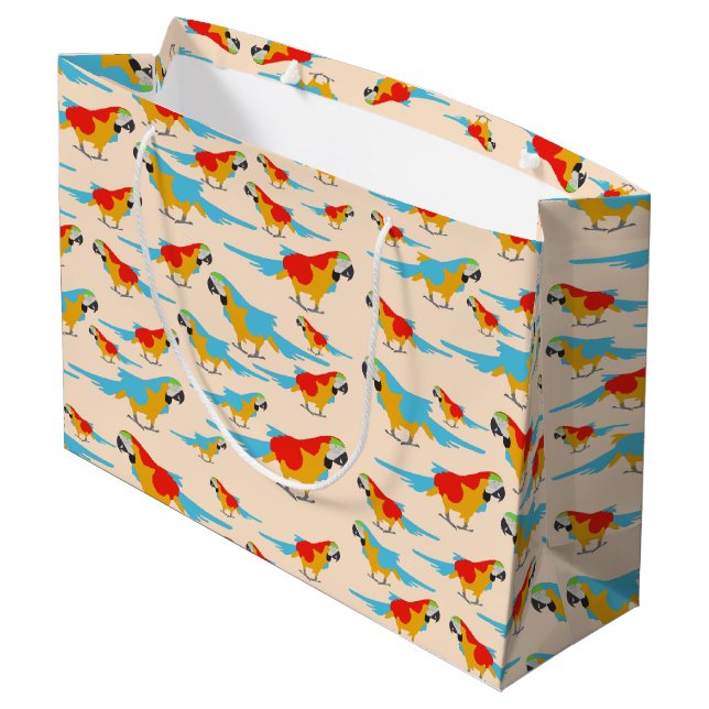 Colourful Tropical Macaw Pattern Large Gift Bag (Back Angled)