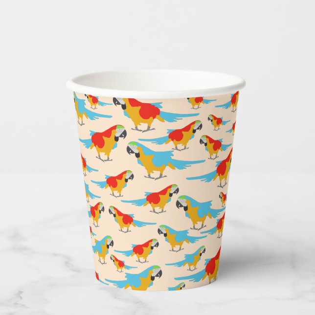 Colourful Tropical Macaw Pattern Paper Cups (Front)