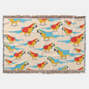 Colourful Tropical Macaw Pattern Throw Blanket