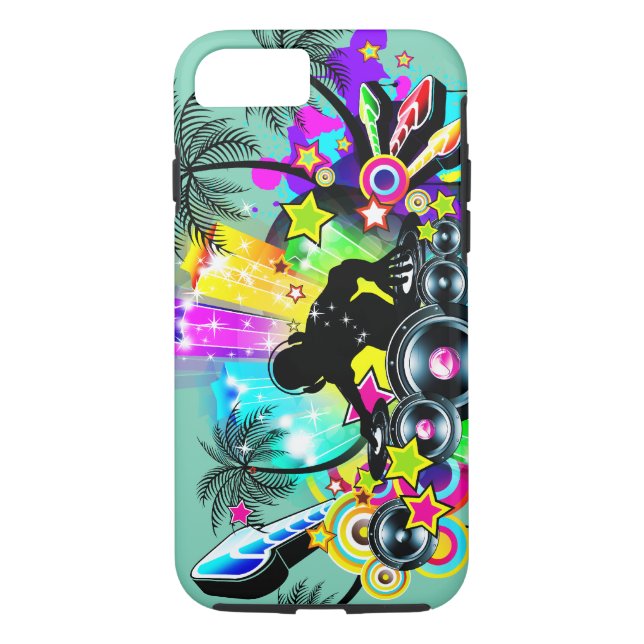 Colourful Tropical Music DJ & Sparkles Case-Mate iPhone Case (Back)