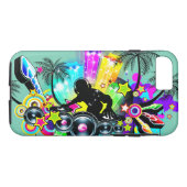 Colourful Tropical Music DJ & Sparkles Case-Mate iPhone Case (Back (Horizontal))
