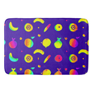 Colourful Tropical Neon Fruit Pattern Bath Mat