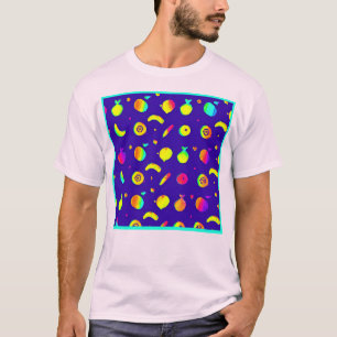 Colourful Tropical Neon Fruit Pattern T-Shirt