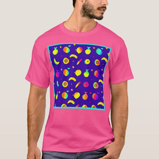 Colourful Tropical Neon Fruit Pattern T-Shirt (Front)