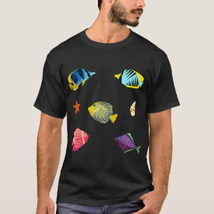 Colourful Tropical Ocean Marine Life Fish and Shel T-Shirt