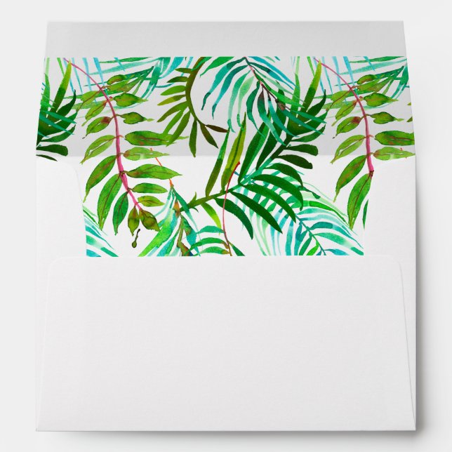 Colourful Tropical Palm Leaves Greenery Envelope 3 (Back (Bottom))
