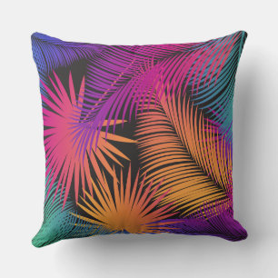 Colourful Tropical Palm Leaves Pattern Beautiful Cushion