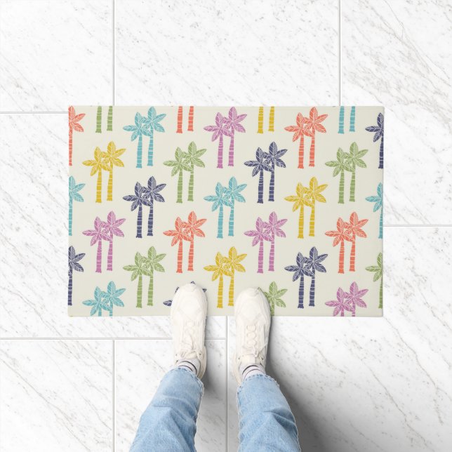 Colourful Tropical Palm Tree Pattern Doormat (Indoor)