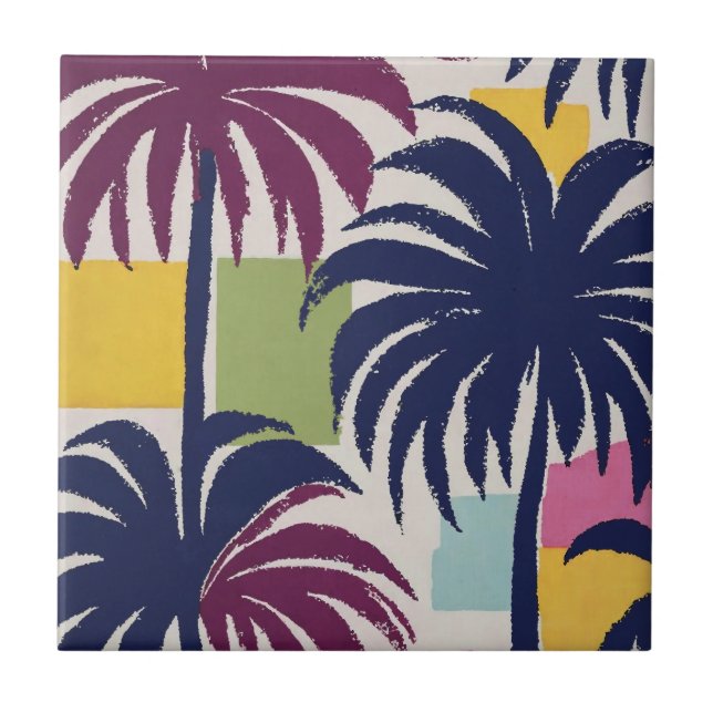 Colourful Tropical Palm Tree Pattern Tile (Front)