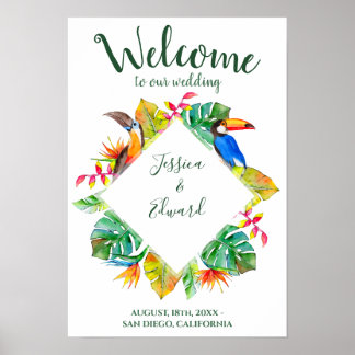 Colourful Tropical Paradise Luau Welcome Wedding Poster