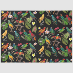 Colourful Tropical Parrots, Leaves & Flowers  Tissue Paper