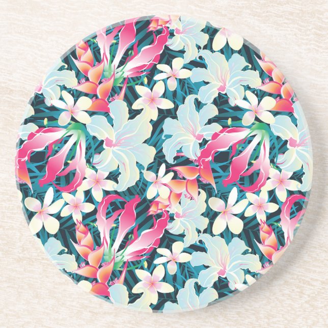 Colourful Tropical Pattern Coaster (Front)