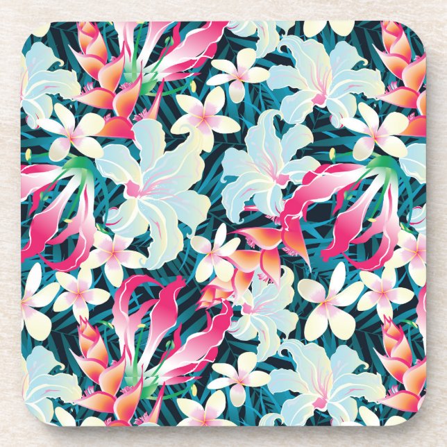 Colourful Tropical Pattern Coaster (Front)