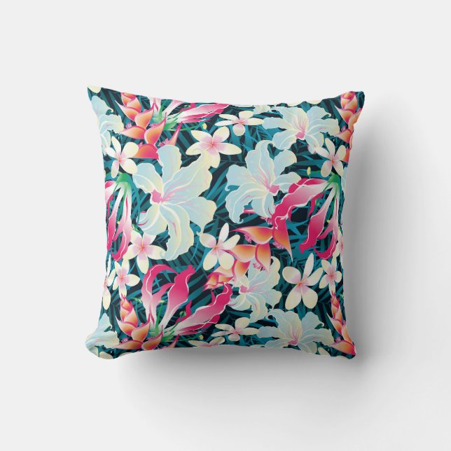 Colourful Tropical Pattern Cushion (Front)